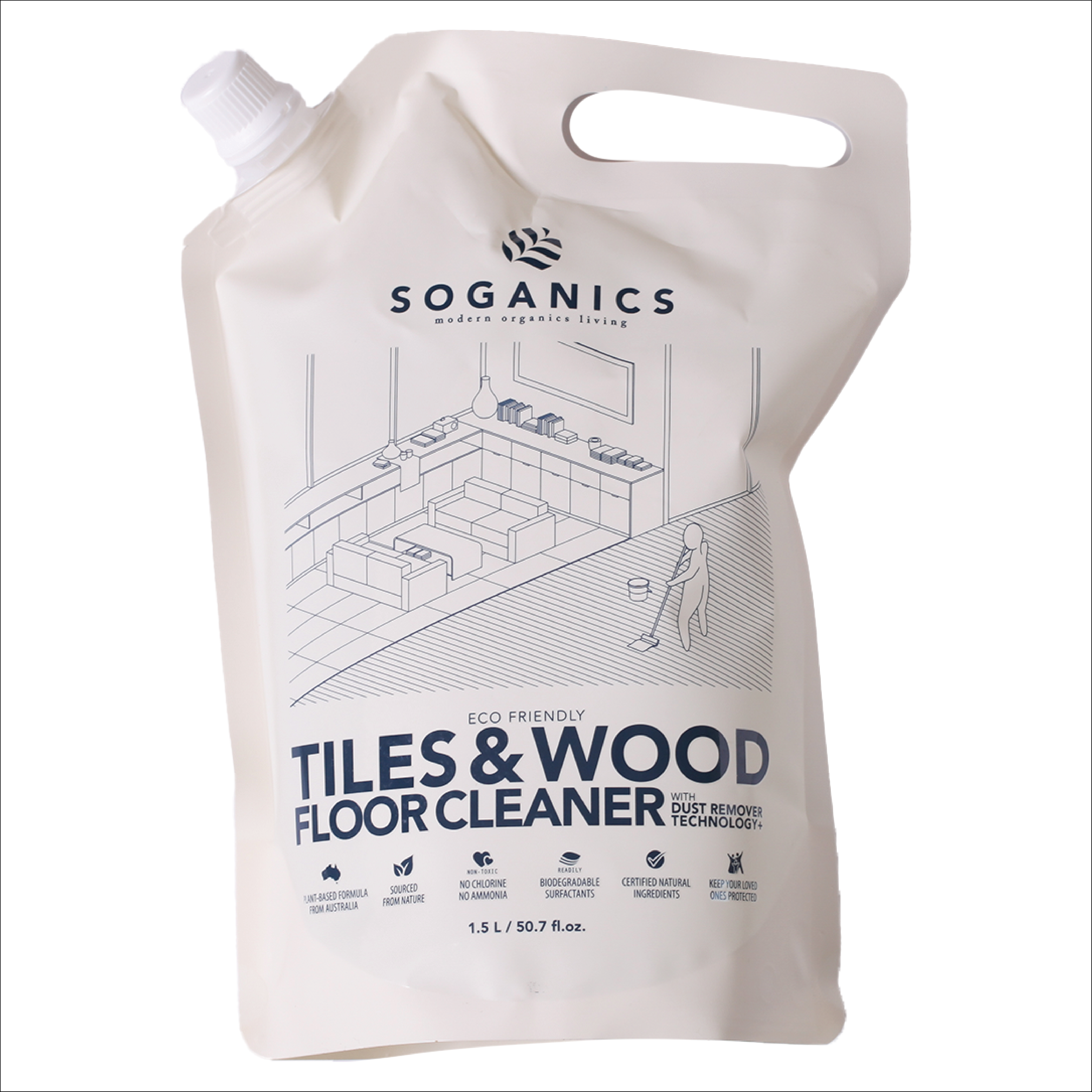 SOGANICS Tiles & Wood Floor Cleaner Refill 1.5L